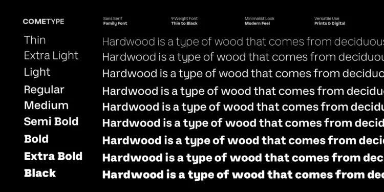 Vertiga Sans– Modern Sans Serif Font Family with 9 Weights (Thin to Black)